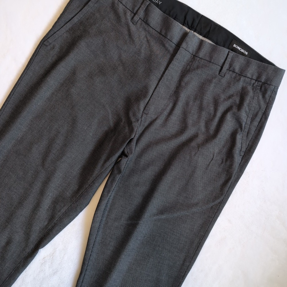 Bonobos Tuesday Men 35x32 Grey Micro Pattern Flat Straight Dress Pants Weekday